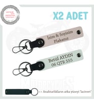 Motorcu Sevgiliye Özel Hediye İsim Ve Plaka Yazılı x2'li Anahtarlık Set, Pudra-Beyaz-Laci