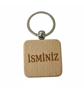 Kişiye Özel Kare Şeklinde Ahşap Anahtarlık – İsminiz Yazılı Lazer Gravür Yazılı Anahtarlık – Özel Tasarım Kişisel Hediye