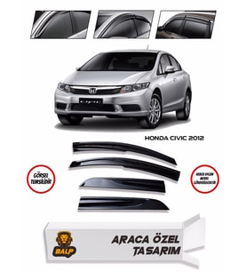 Honda Civic Cam Rüzgarlığı 4lü 2012-2016 Arası (Siyah)