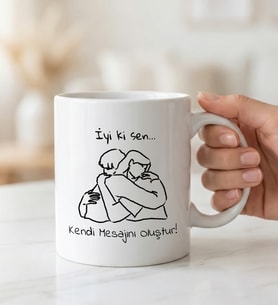Kişiye Özel Mesaj Baskılı İyi ki Sen Seramik Kupa Bardak - HR2018