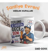 Tesisatçıya Hediye Esprili Meslek Kupası - Şantiye Serisi Teflonu Az Sararsan Baskılı Kupa Bardak