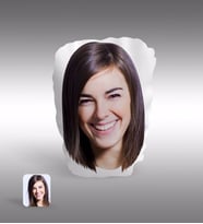 BK Gift Kişiye Özel Kadın Kafa Fotoğraflı Beyaz Yastık-1