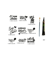 Parti ve Bekarlığa Veda Desenleri Tüp Kına ve Fırça hediyeli Tattoo Geçici Dövme Seti