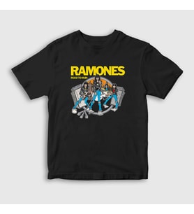 Presmono Unisex Çocuk Siyah Road To Run Ramones T-Shirt 170422tt