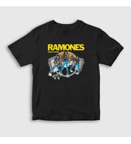 Presmono Unisex Çocuk Siyah Road To Run Ramones T-Shirt 170422tt