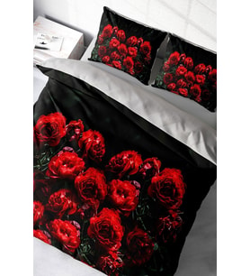 Kıng Sıze Red Black Roses 3d Çift Kişilik Nevresim Takımı 220x240cm
