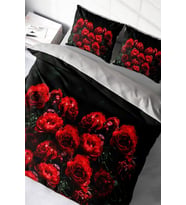 Kıng Sıze Red Black Roses 3d Çift Kişilik Nevresim Takımı 220x240cm