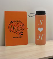 BK Gift Sevgiliye Özel İsimli Turuncu Defter ve Somon Cam Matara Hediye Seti-12, Sevgiliye Hediye, Sevgililer Günü, Yeni İş Hediyesi