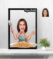 Kişiye Özel 3D  Ahşap Tablo Makarnacı Kadını Model 30x40 -23