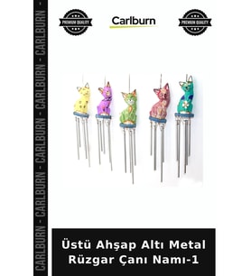 Özel Üretim Dekoratif Bahçe Balkon Süs Hediye Üstü Ahşap Altı Metal Rüzgar Çanı Namı-1