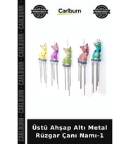 Özel Üretim Dekoratif Bahçe Balkon Süs Hediye Üstü Ahşap Altı Metal Rüzgar Çanı Namı-1