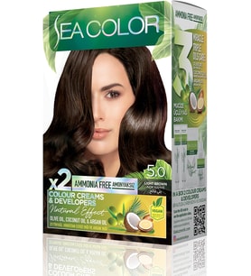 Sea Color Amonyaksız, Vegan, Doğal, Besleyici Kalıcı Saç Boyası%100 Beyaz Kapama (1 Paket 2 X 50 Ml
