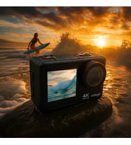 Mioji Action 12X 4K 60FPS 20MP Çift Ekran Wifi 170° Aksiyon Kamerası (Siyah)