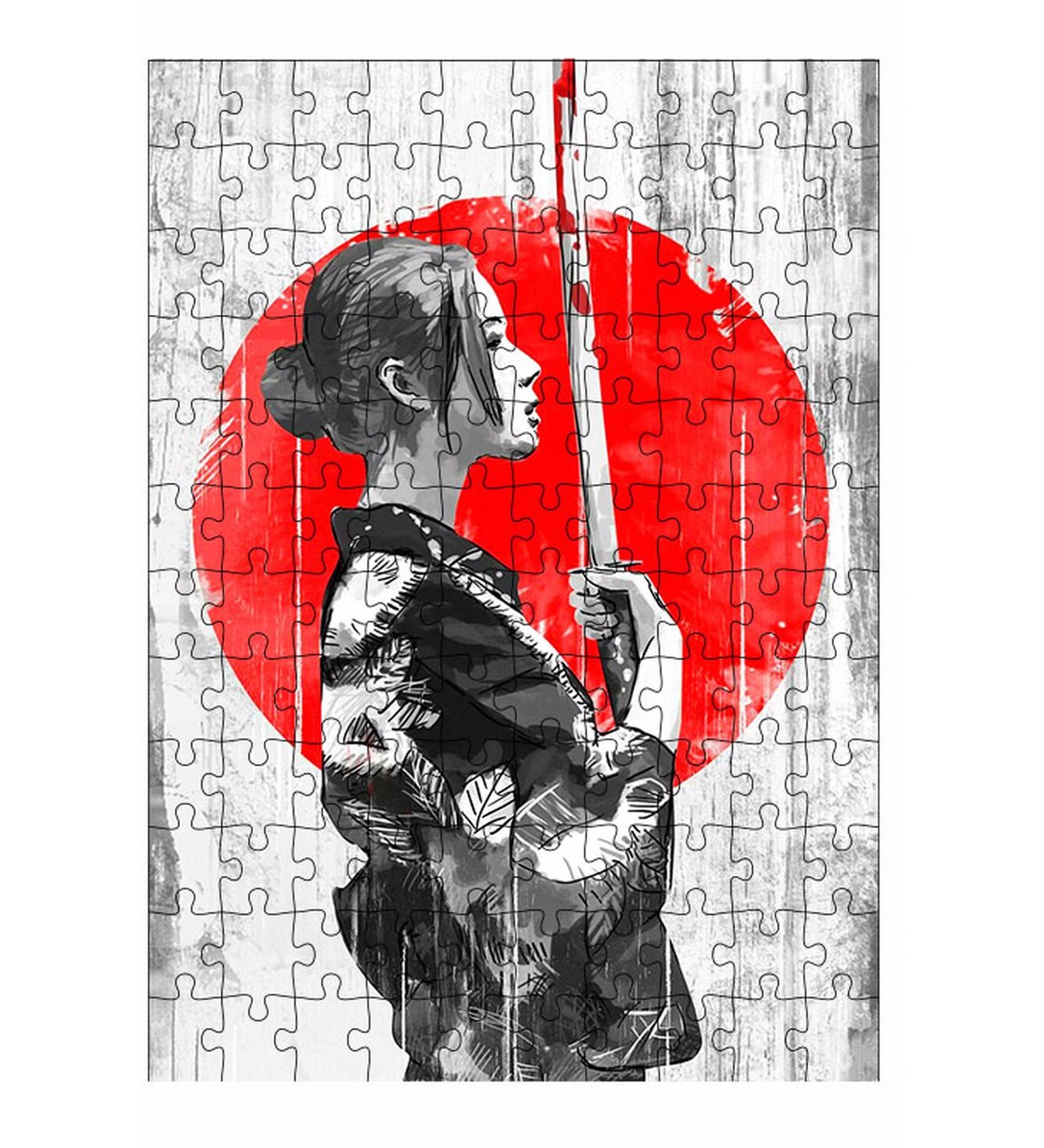  SAMURAI 　　　　 　　　アクセントプレート 3枚セット Ahşap Mdf Puzzle Yapboz Samurai Girl Samuray Kız