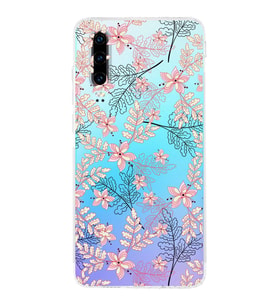 PrintiFy Huawei P30 Uyumlu Kamera Korumalı Floral Kırmızı Tasarımlı Şeffaf Silikon Kılıf