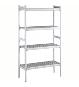 Electrolux Professional Düz Etejer Seti, Aluminyum Ayaklı, 4 Raflı, Her Raf Demonte Polietilen Tabletlerden Oluşur, Tabletler Bulaşık Makinesinde Yıkanabilir - 475x1606 Mm, H=1700 Mm BLS1606