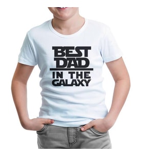 Best Dad in the Galaxy Beyaz Çocuk Tshirt
