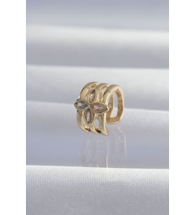 Pirinç Renk Yonca Earcuff Küpe