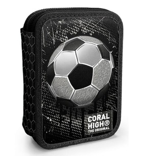 Coral High İki Katlı Düzenleyici Kalem Kutusu - Siyah Beyaz Futbol Baskılı, Erkek Çocuk, Siyah Beyaz Futbol Baskılı (Çok Renkli)