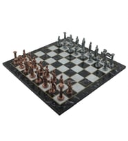 Gifthome Metal Satranç Takımı/Seti,Büyük,Pegasus, Antik, Katlanır Mermer Desenli Satranç Tahtası