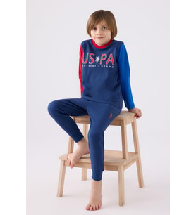 U.S. Polo Assn. 1919 Authentic Brand Erkek Çocuk Uzun Kol Pijama Takım (İndigo)