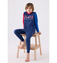 U.S. Polo Assn. 1919 Authentic Brand Erkek Çocuk Uzun Kol Pijama Takım (İndigo)