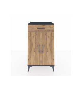 Hyperion Komodin 2 Raflı Tek Çekmeceli 2 Kapaklı 60x44x106 Antrasit-Çam