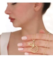 Kişiye Özel 925 Ayar Gümüş Tasarım Origami Elma Kolye (Gold)