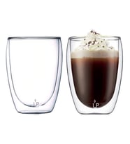Çift Camlı Latte Kahve Bardağı 2'li Set Çift Cidarlı Borosilikat Cam 350 ML