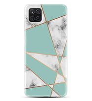 Kılıfland Samsung Galaxy A12 Kılıf Silikon Resimli Kapak Marble Mermer Prizma Stok 931