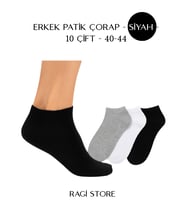 10 Çift Erkek Patik Casual Çorap (Siyah)