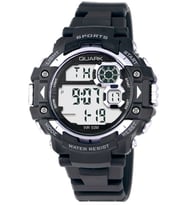 Quark Qu-336G-2 Dijital Kronometreli Alarmlı Takvimli Işıklı Erkek Kol Saati (Siyah)