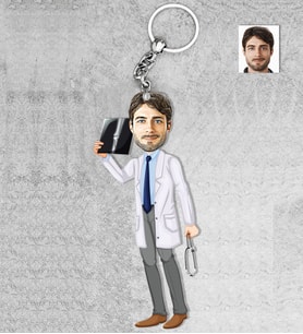 Kişiye Özel Erkek Doktor Ahşap Anahtarlık-2