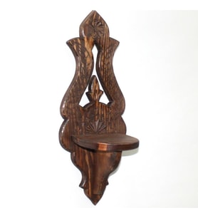 Ahşap El Oyması  Lambalık Raf 19x15x48 cm