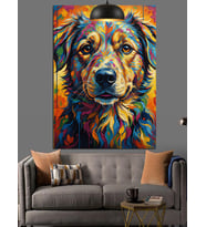 Renkli köpek pop art Dekoratif Kanvas - Mdf Ahşap Tablo