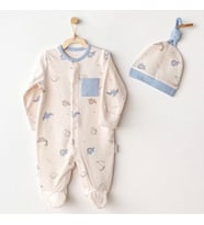 Andywawa Ac25919 Romper Hat Set Dino Bebek Tulum Takım Beige
