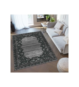 Rovigo Home Dijital Baskı Yıkanabilir Kaymaz Taban Salon Halısı RVG0330 (Siyah)