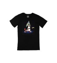 Şapkalı Gitarcı Rocker Penguen Siyah Tişört