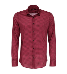 Bordo Desenli Slim Fit Gömlek - Wessi