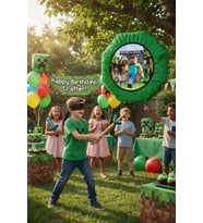 Minecraft Pinyata 42 cm Sopalı Doğum Günü Parti Oyunu Şeker Doldurulabilir Set