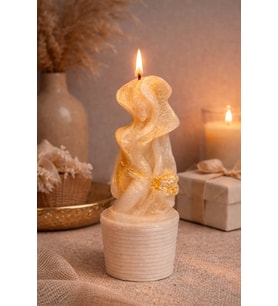 Medusa candle-El Yapımı Işıltılı Kadın Figürlü Dekoratif Mum (SarıBeyaz)