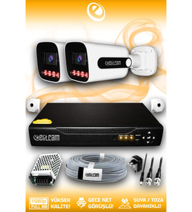 Elitcam 2 Kameralı Zebra 2 Dış Kamera Set HDD'siz 5 MP Full HD Gece Görüşlü Güvenlik Kamerası Sistemi