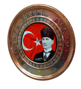 Bakır Tablo Bakır Duvar Tablosu Mustafa Kemal ATATÜRK Model 25 cm Ebatlı Özel El İşçiliği Safir Çay Kazanları