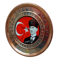 Bakır Tablo Bakır Duvar Tablosu Mustafa Kemal ATATÜRK Model 25 cm Ebatlı Özel El İşçiliği Safir Çay Kazanları
