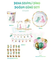 Dinozor Temalı Doğum Günü Sürpriz Seti – Çocuklara Özel Eğlenceli Parti Kutusu (Mint Yeşili - Somon Pembe)