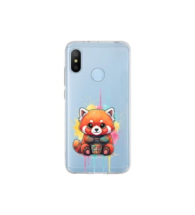 Xiaomi Mi A2 Lite ile Uyumlu Splash Tilki Tasarımlı Şeffaf Silikon Kılıf