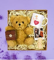 Kişiye Özel Polo Kartlı Sevimli Teddy Ayıcık & Melek Mumlu Hediye Seti