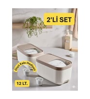 12 lt sürgülü tekerlekli deterjan saklama kabı seti, banyo düzenleyici