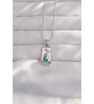 316L Çelik Gümüş Renk Beyaz Mineli Kız Figür Tarot Kolye TJ-BKO9049