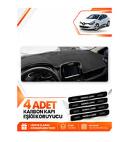 RENAULT CLIO 4 (2012-2019) Uyumlu Ön Torpido Koruma Kılıfı Halısı - Siyah